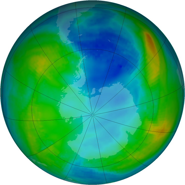 Antarctic ozone map for 16 May 1989